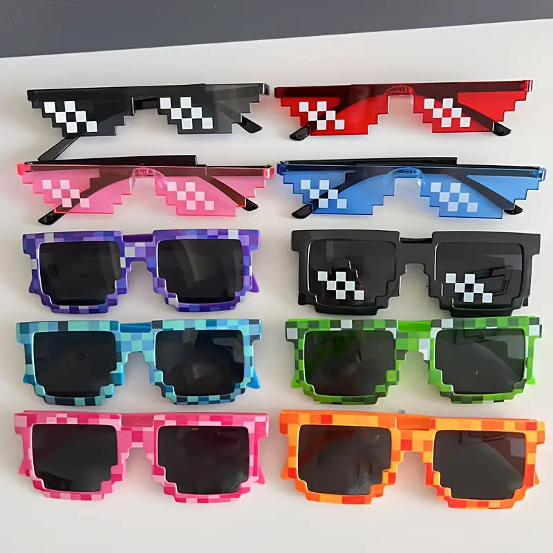 10 Gafas Pixeladas Retro Y2K – Estilo Anime para Fiestas y Cosplay